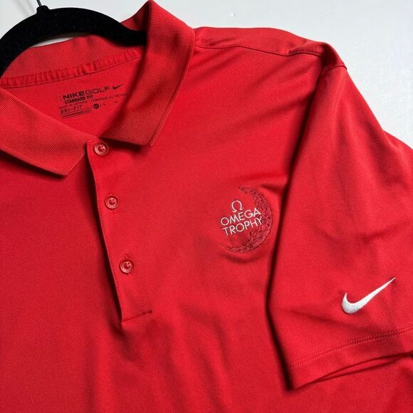 Nike Golf Polo Shirt Sz XL Omega Trophy Red‎ Performance Tournament - Picture 1 of 11